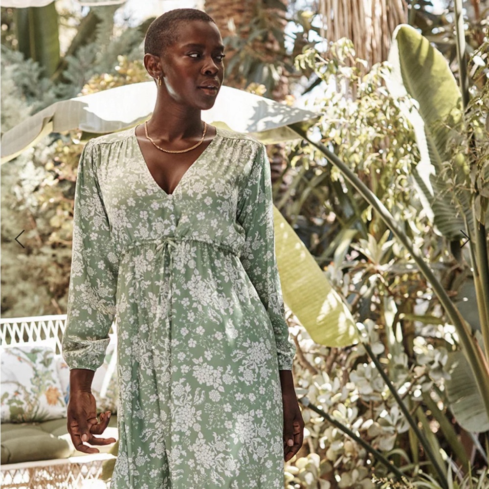 Summersalt Cinched Waist Caftan Dress - Vintage Floral in Ivy NWT - Picture 1 of 7